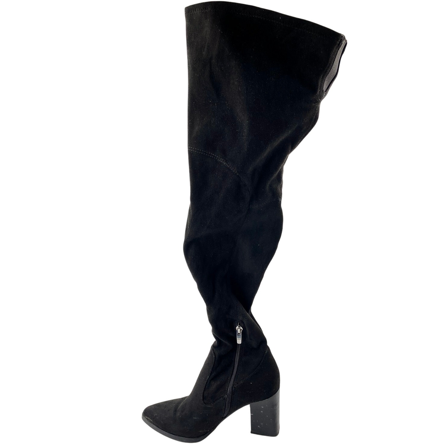 Marc Fisher Women's Black Suede Zip Up Block Heels Over The Knee Tall Boots Sz 8